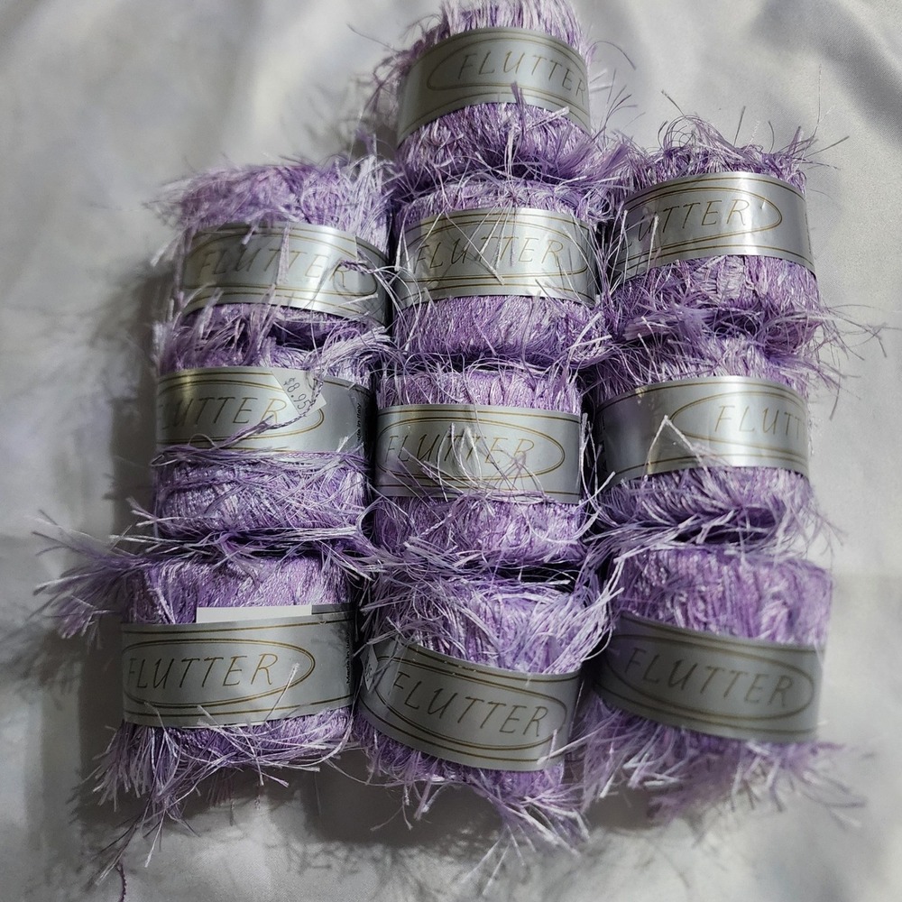 10 Skeins Flutter Eyelash Yarn Lavender Purple Made in Italy 750yds Total